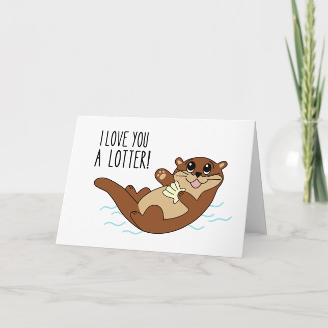Otter Love Cute Greeting Card (Front)