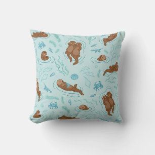 Otter love light throw pillow