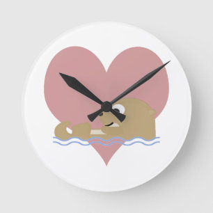 Otter Love Round Clock
