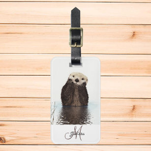 Otter Lover Monogram Personalised Luggage Tag