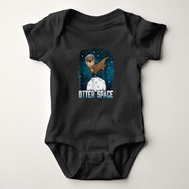 Otter Lovers |Otter Space Funny Outer Space Animal Baby Bodysuit (Front)