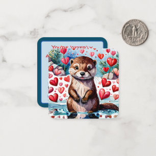'otter'-ly Cute Kids Classroom Valentine Note Card