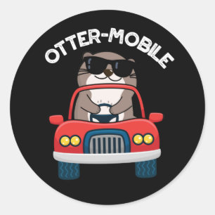 Otter-mobile Funny Animal Car Pun  Classic Round Sticker