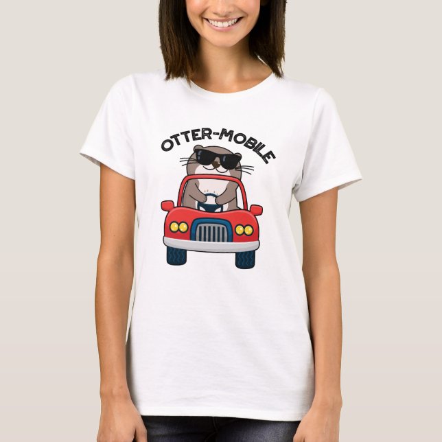 Otter-mobile Funny Animal Car Pun  T-Shirt (Front)
