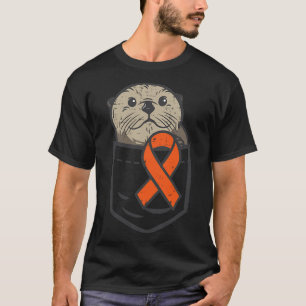 Otter Orange Ribbon Pocket Leukemia Awareness Men T-Shirt