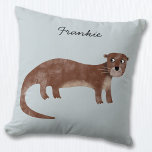 Otter Personalised Cushion<br><div class="desc">A cute and suspicious looking otter for wildlife lovers.  Original art by Nic Squirrell. Change the name to personalise.</div>