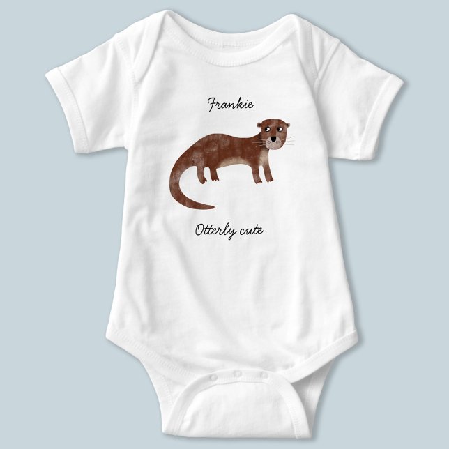 Otter Personalised Otterly Cute Baby Bodysuit (Otterly cute personalized baby bodysuit)