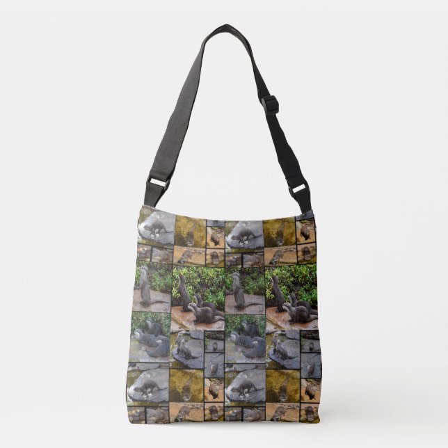 Otter Photo Collage, Full Print Crossbody Bag (Front)
