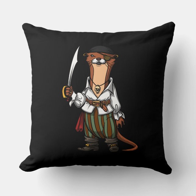 Otter Pirate Animal Sailor Captain Animal Cushion (Front)