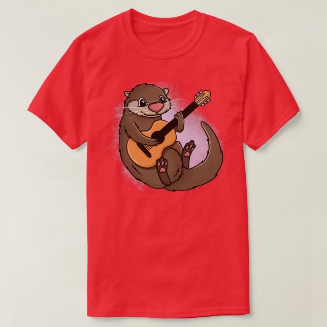 Otter Playing Guitar T-Shirt (Design Front)