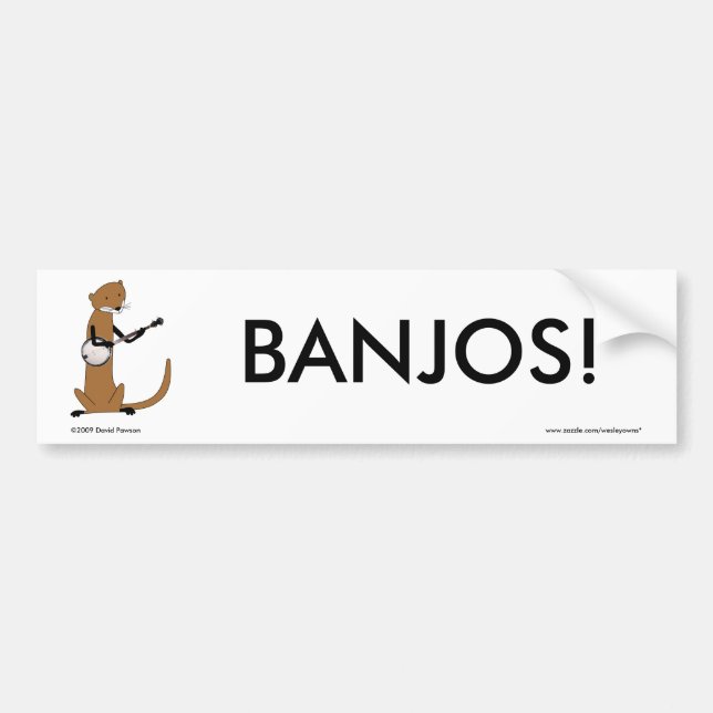 Otter Playing the Banjo Bumper Sticker (Front)
