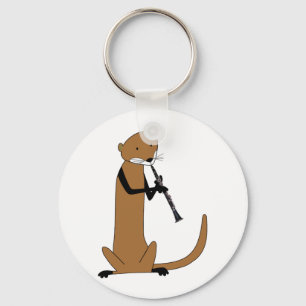 Otter Playing the Clarinet Key Ring