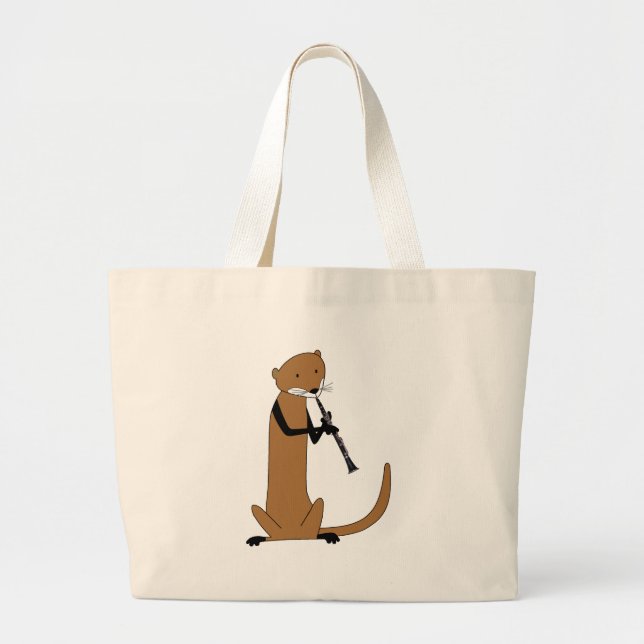 Otter Playing the Clarinet Large Tote Bag (Front)