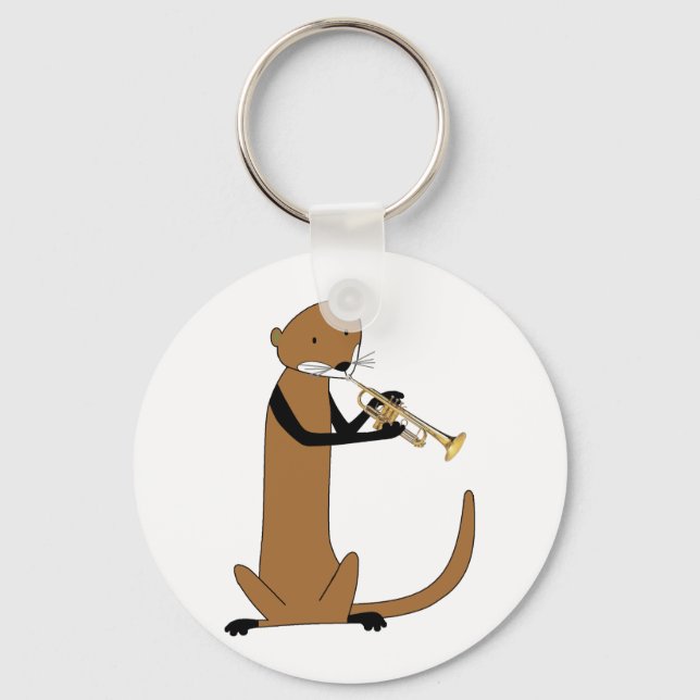 Otter Playing the Trumpet Key Ring (Front)
