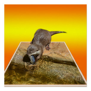 **"Otter Popout: A Playful Peek into River Life"** Poster