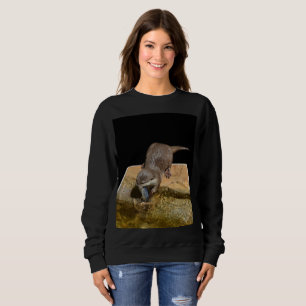 Otter Popout Art, Ladies Black Sweatshirt