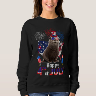 Otter Proud American Flag Fireworks Happy 4th Of Sweatshirt