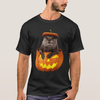 Otter Pumpkin Halloween Funny Otter Halloween Cost T-Shirt