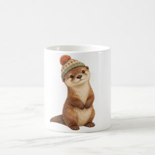 Otter Pup Wearing a Knitted Hat Coffee Mug