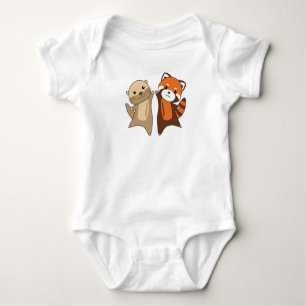 Otter Red Panda Sweet Animals For Children Baby Bodysuit