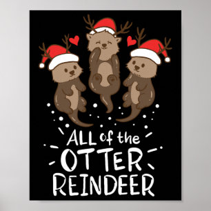 Otter Reindeer Deer Christmas Xmas Gift Present Poster