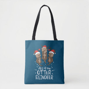 Otter Reindeer Deer Christmas Xmas Gift Present Tote Bag