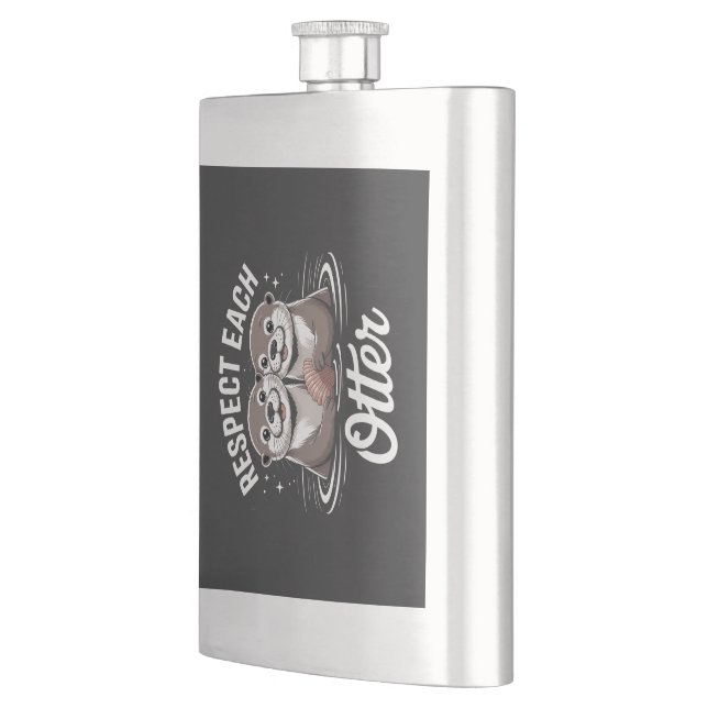 Otter Respect Each Other Funny Hip Flask (Left)