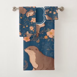 Otter Retro Colourful Personalised Pattern Bath Towel Set