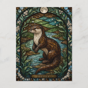 Otter River Bend Illumina Stained Glass Postcard