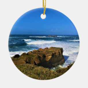 Otter Rock at Devil's Punchbowl State Park, Oregon Ceramic Ornament