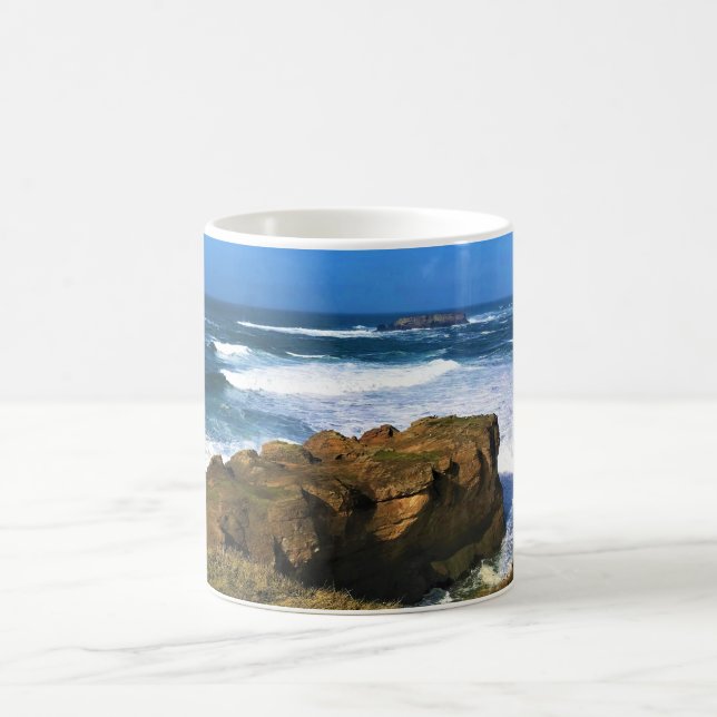 Otter Rock at Devil's Punchbowl State Park, Oregon Coffee Mug (Center)