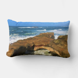 Otter Rock at Devil's Punchbowl State Park, Oregon Lumbar Cushion