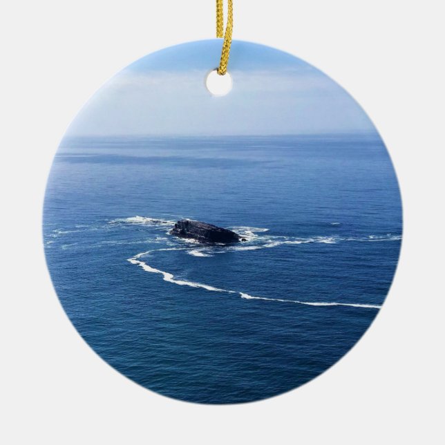 Otter Rock, Cape Foulweather, Newport, Oregon Ceramic Ornament (Front)