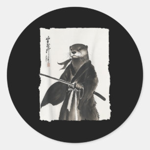 Otter Samurai Janpanese Vintage Warrior Art Anime  Classic Round Sticker
