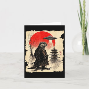 Otter Samurai Retro Ufo Japanese Warrior Art Graph Card