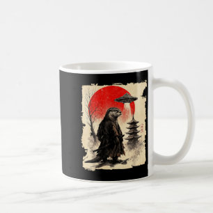 Otter Samurai Retro Ufo Japanese Warrior Art Graph Coffee Mug