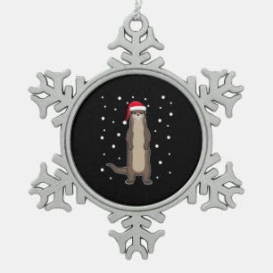 Otter Sea Otter Christmas Animals Gift Idea Snowflake Pewter Christmas Ornament
