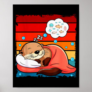 Otter Sleeng Animal Pajamas Nap Pjs Outfit Sea Ott Poster