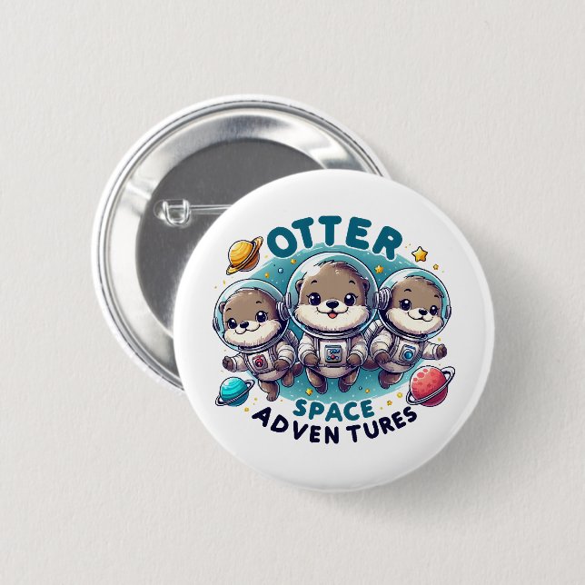 Otter Space Adventures 6 Cm Round Badge (Front & Back)