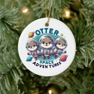 Otter Space Adventures Ceramic Ornament