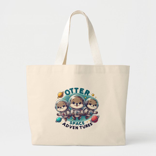 Otter Space Adventures Large Tote Bag (Front)