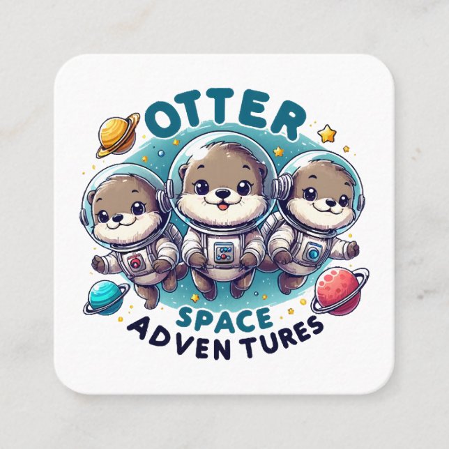 Otter Space Adventures Square Business Card (Front)