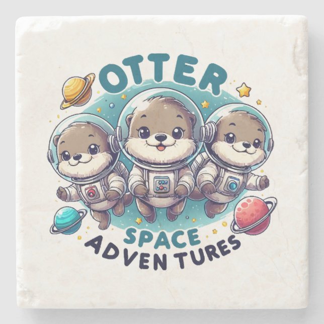 Otter Space Adventures Stone Coaster (Front)