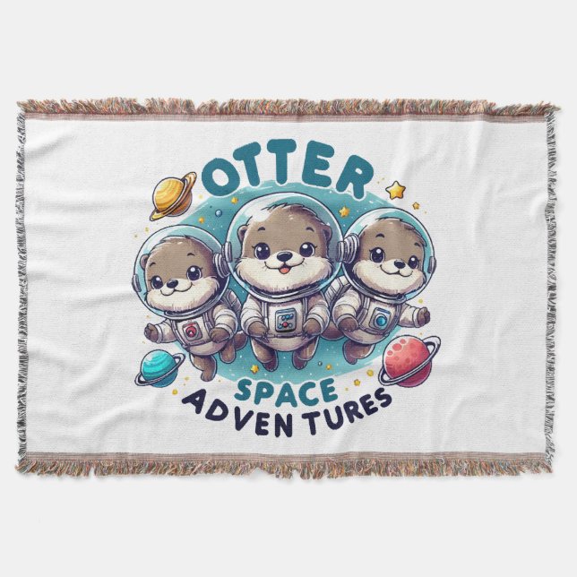 Otter Space Adventures Throw Blanket (Front)