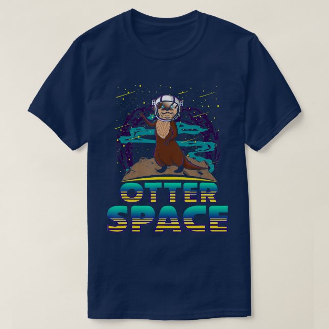Otter Space Astronaut Galaxy Science Astronomy Ani T-Shirt (Design Front)