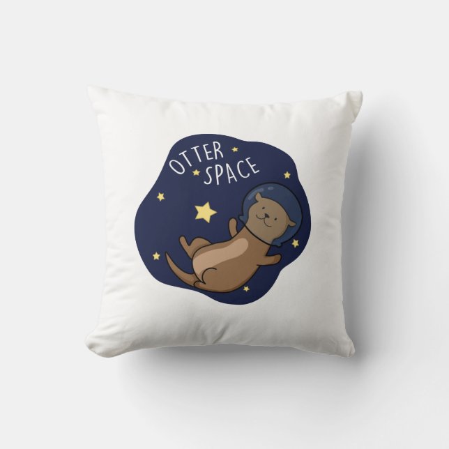 Otter Space Funny Astronaut Otter Pun  Cushion (Front)