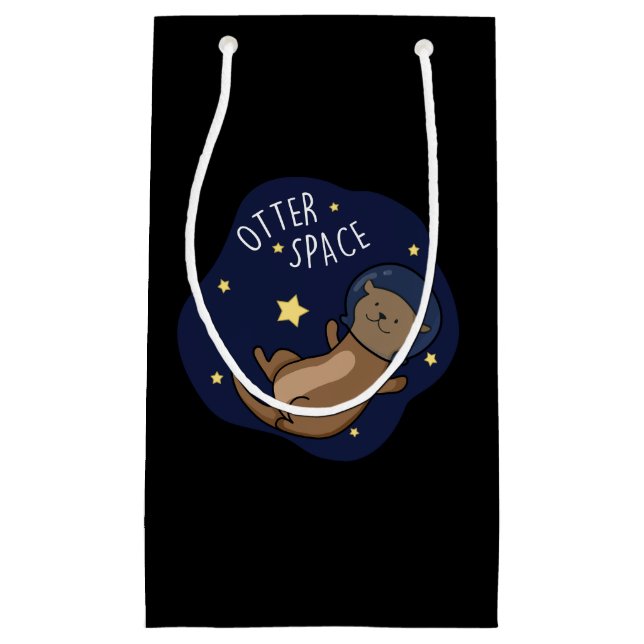 Otter Space Funny Astronaut Otter Pun  Small Gift Bag (Front)