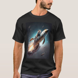 Otter Space Puns Space Otter Riding A Rocket 3 T-Shirt