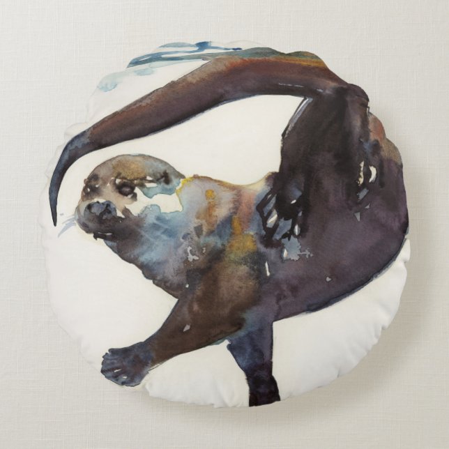 Otter Study II -'Talisker' Round Cushion (Front)