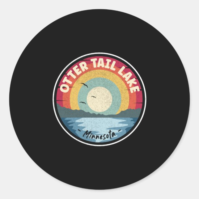 Otter Tail Lake Minnesota Colourful Scene Classic Round Sticker (Front)